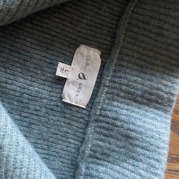 LOU GREY beautiful earthy blue ribbed zip neck sweater/L( pit to pit-21 - Picture 3 of 8